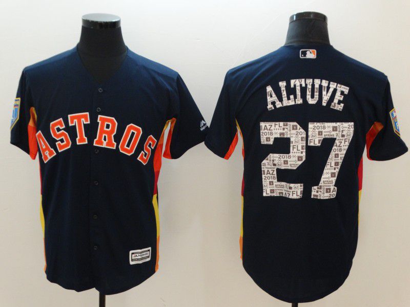 Men Houston Astros 27 Altuve Blue Game Spring Edition MLB Jerseys